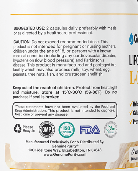 GenuinePurity Liposomal L-Glutathione - Suggested Use